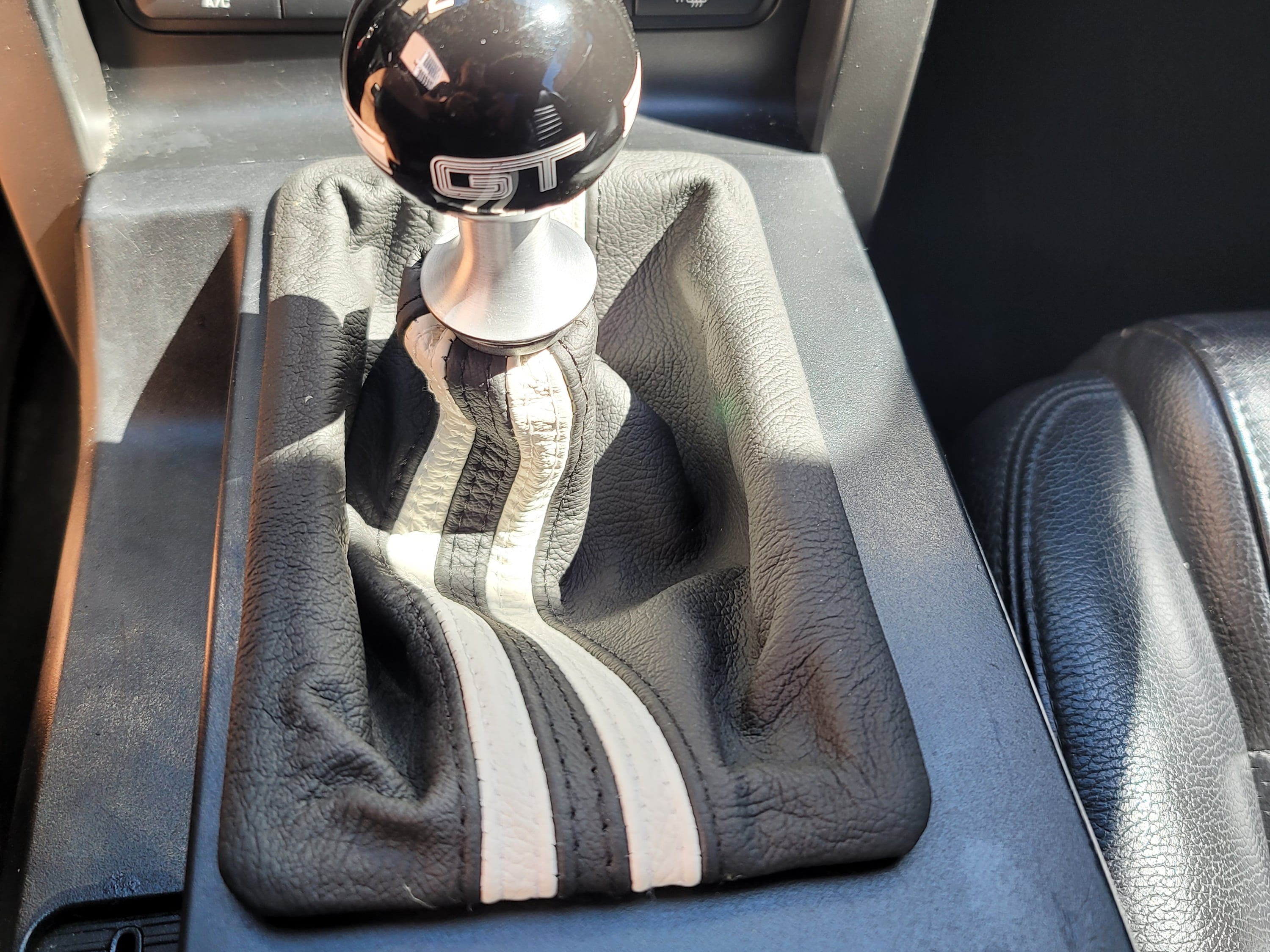 SpeedForm Mustang Premium Black Leather Shift Boot; Dual White