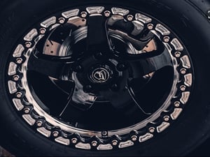 WDJF フラッグ Forgestar Mustang D5 Beadlock Drag Black Machined Wheel